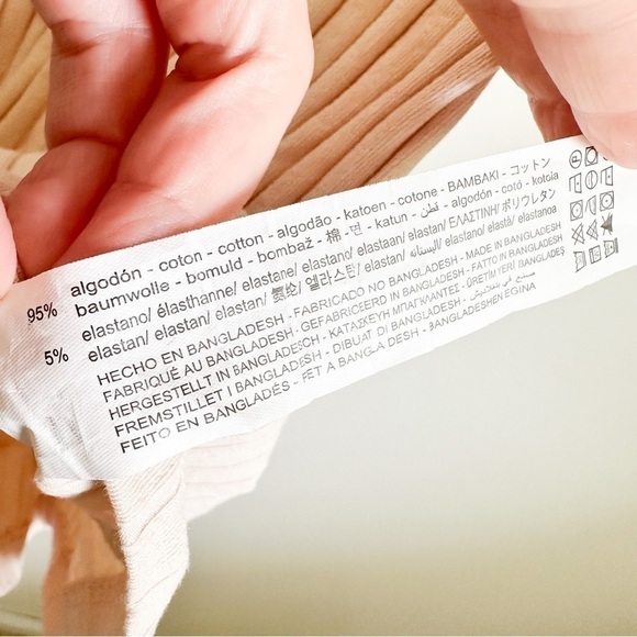 Zara Racerback Ribbed Knit Oatmeal Cream Tan Sleeveless Romper Cat Suit sz Med - Picture 9 of 9